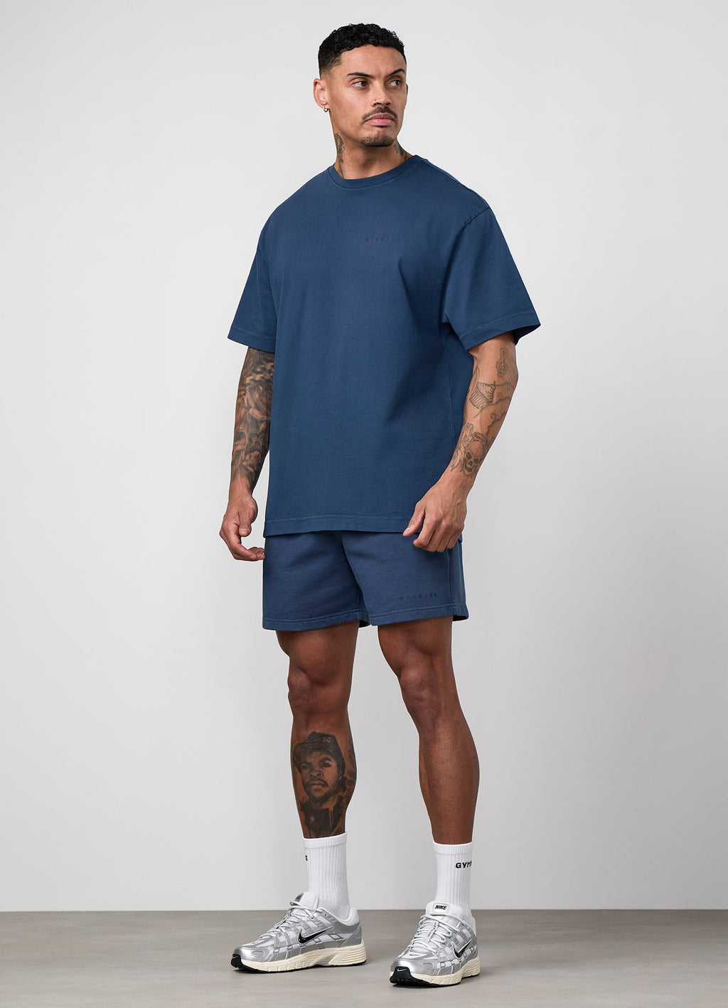 Gym King World Distressed Graphic Washed Tee - Rich Blue