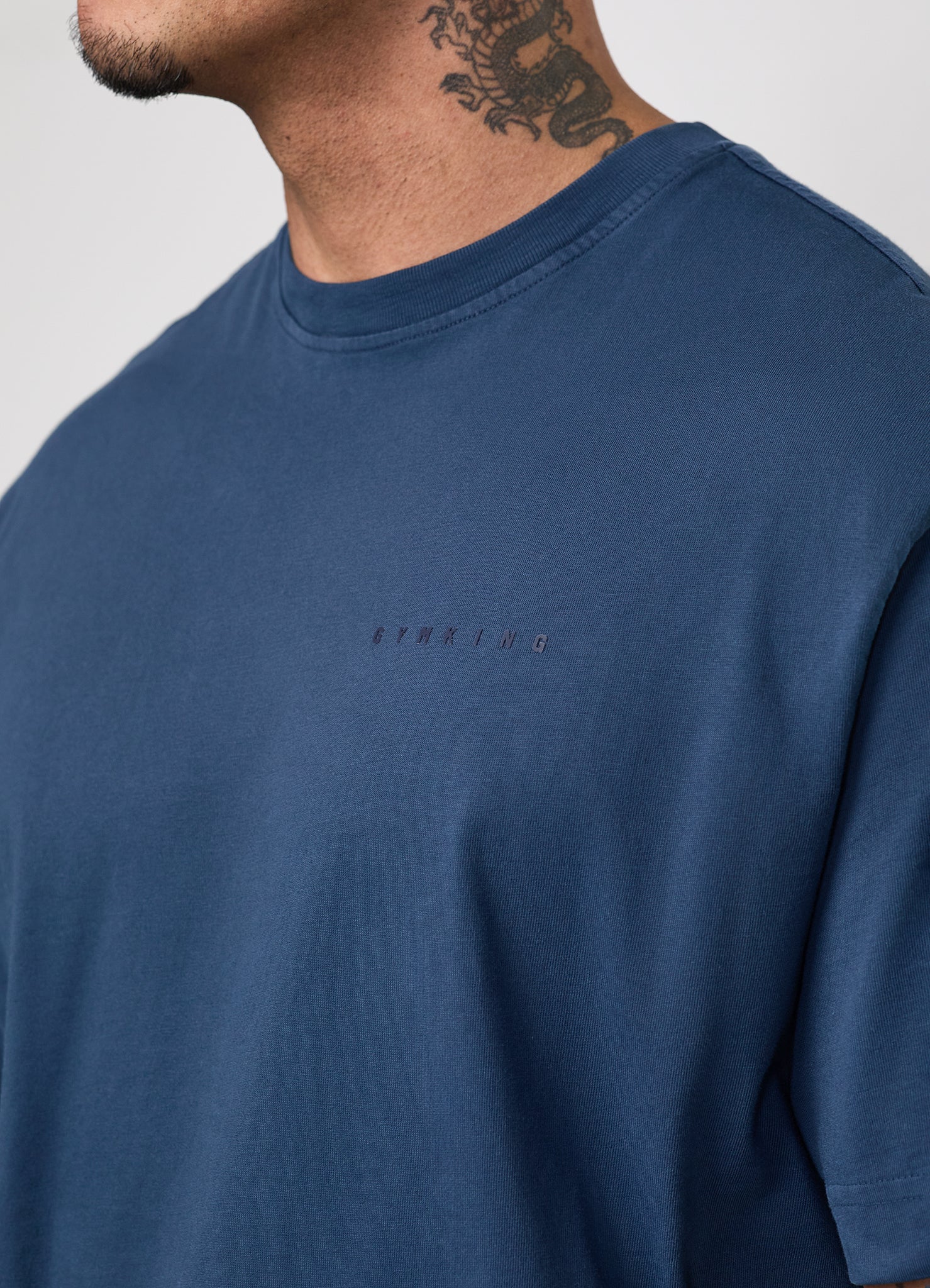 Gym King World Distressed Graphic Washed Tee - Rich Blue