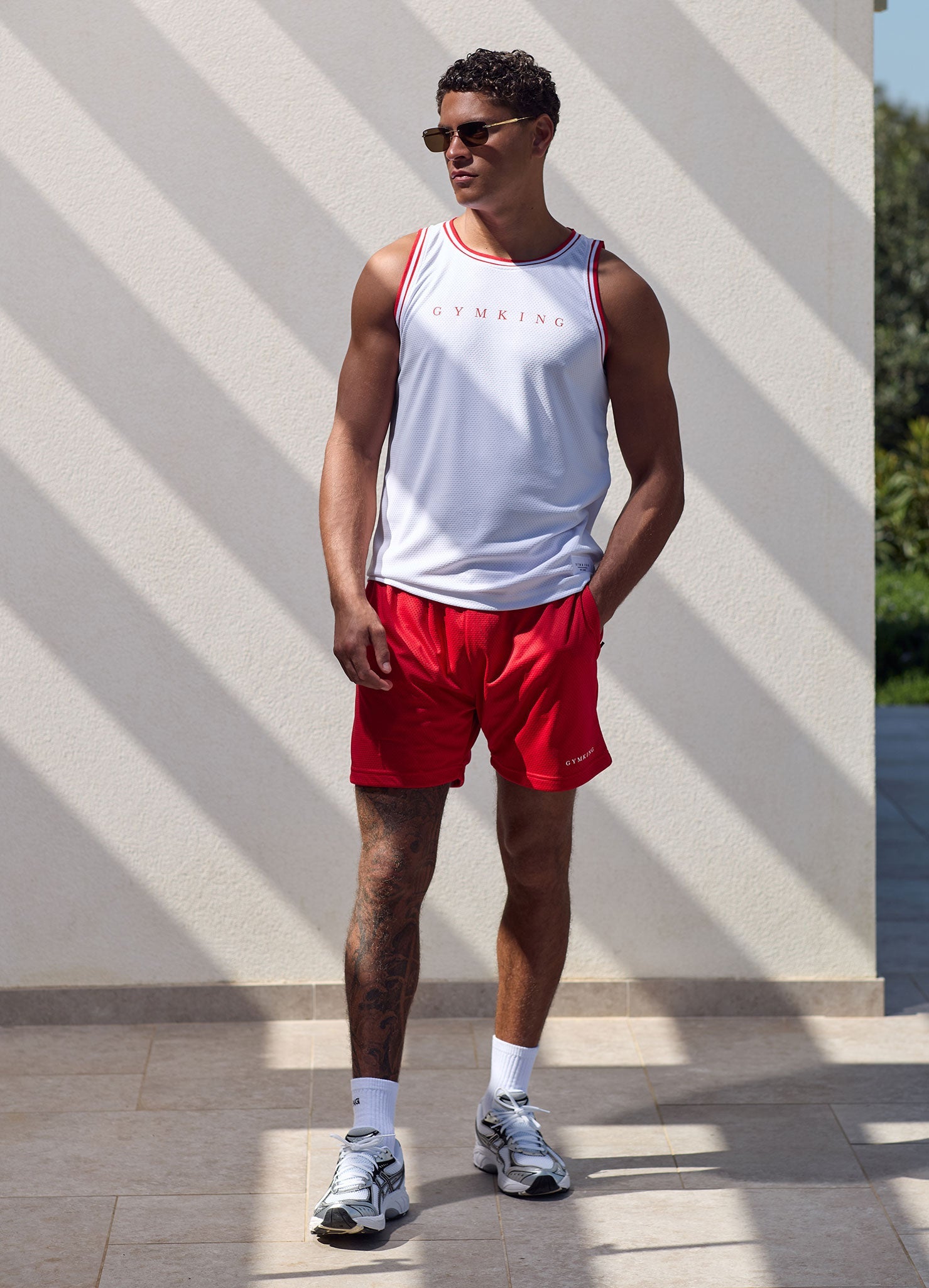 Gym King Brooklyn Mesh Vest - Salsa/White