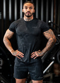 Gym King Debossed Camo Short Sleeve Tee - Black