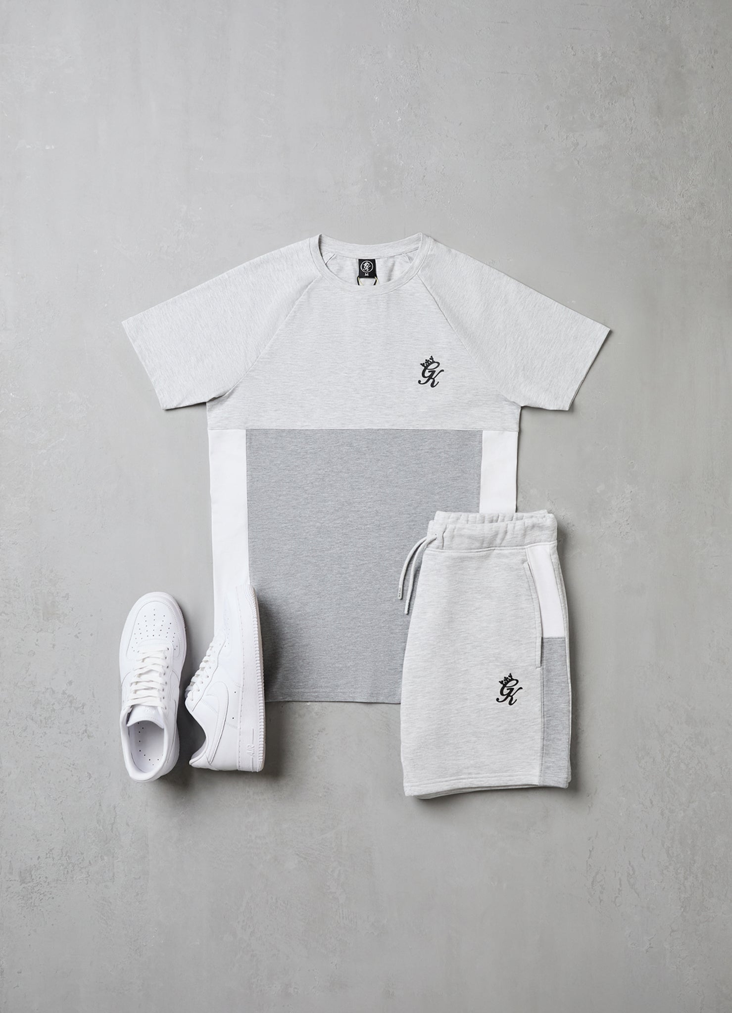 Gym King Contrast Panel Short - Snow Marl/Light Grey/White