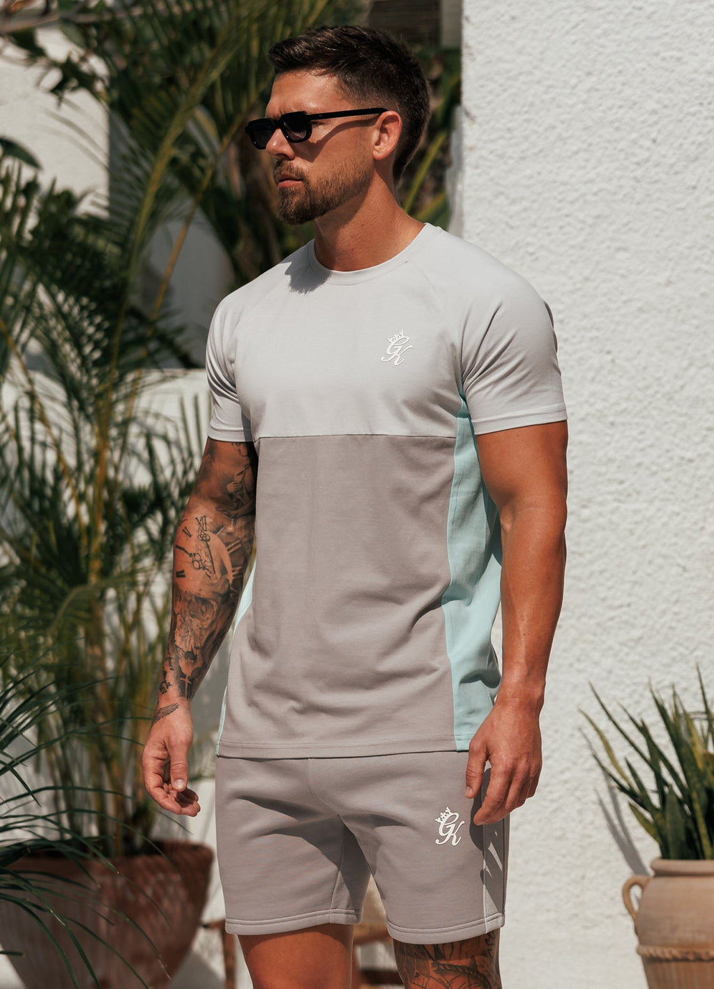 Gym King Contrast Panel Short - Urban Grey/Light Grey/Mint
