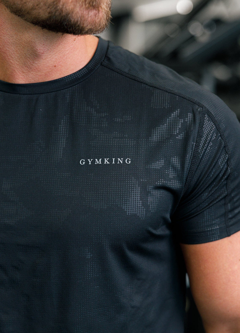 Gym King Debossed Camo Short Sleeve Tee - Black