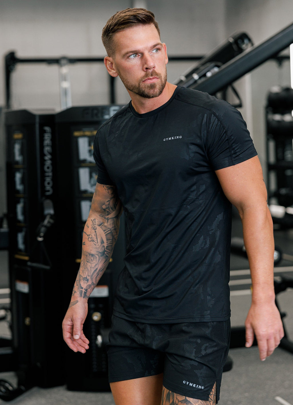 Gym King Debossed Camo Short Sleeve Tee - Black