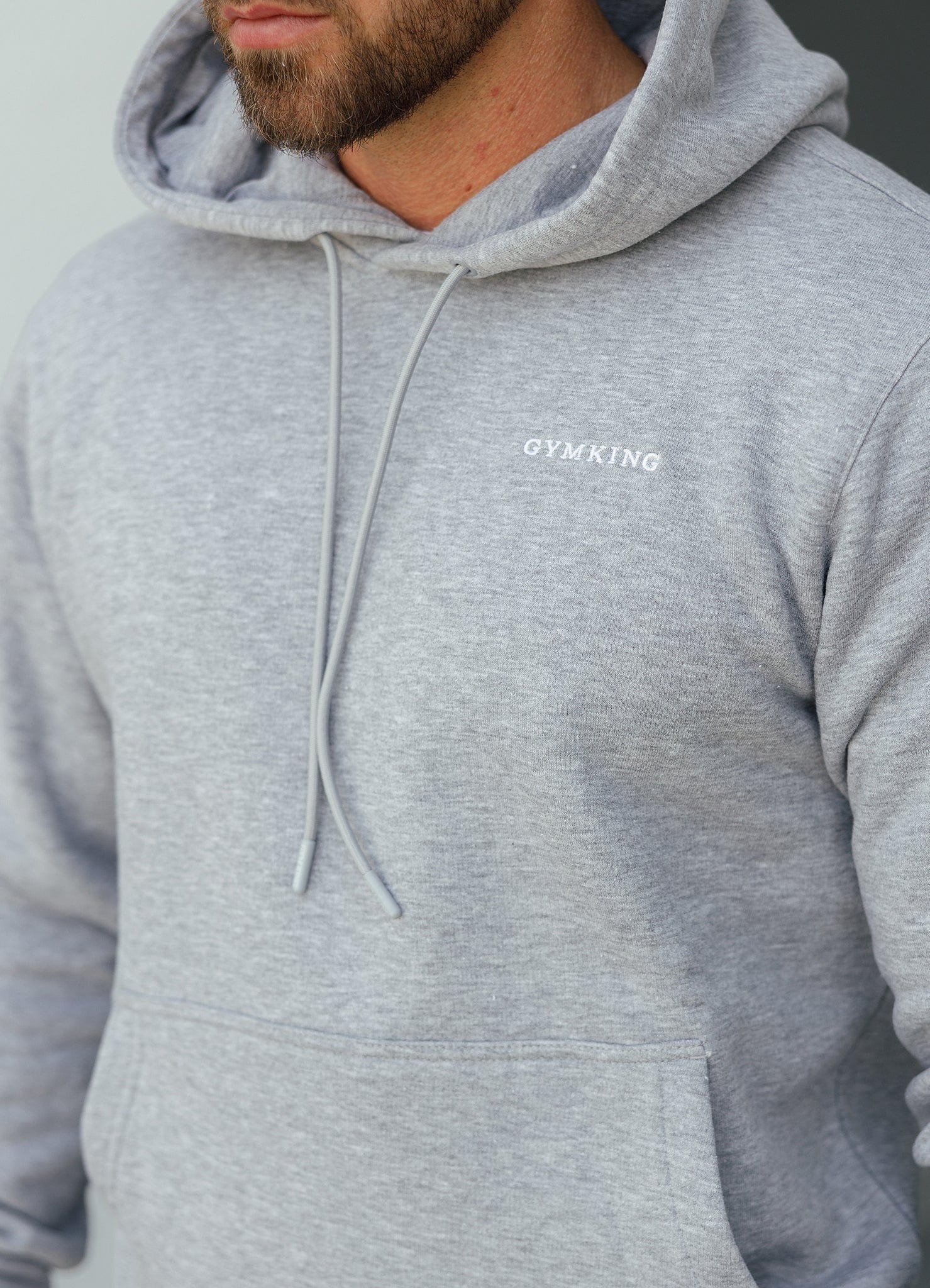 Gym King Fundamental Linear Hoodie - Grey Marl