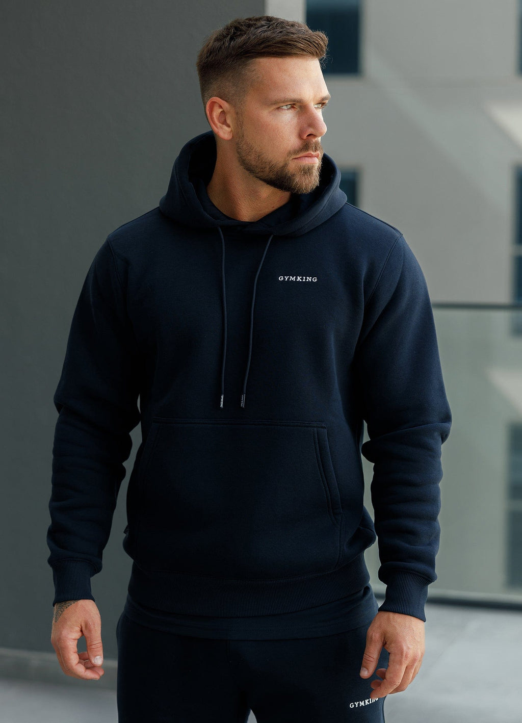 Gym King Fundamental Linear Hoodie - Navy