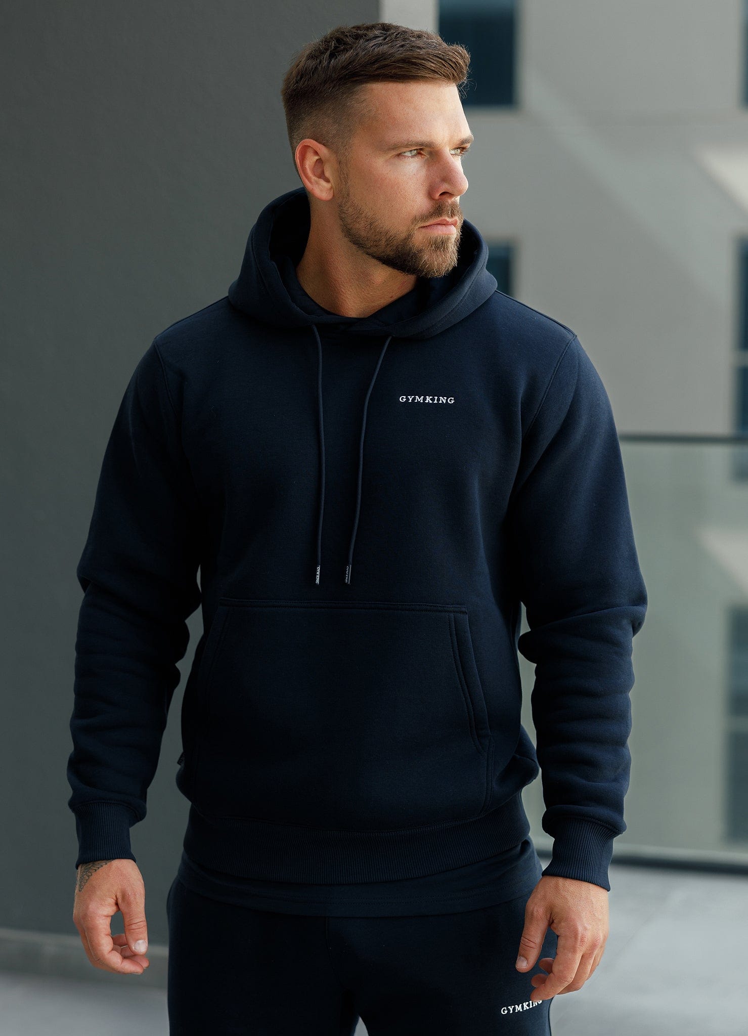 Gym King Fundamental Linear Hoodie - Navy