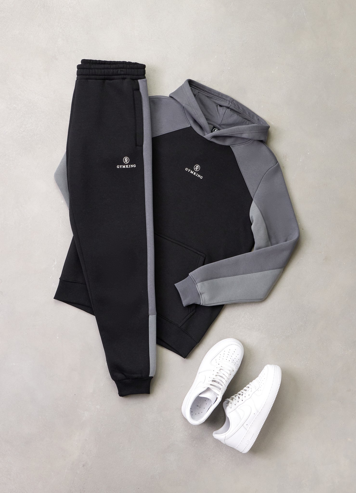 Gym King Power Colour Block Fleece Hoodie - Black/Graphite/Gunmetal Grey