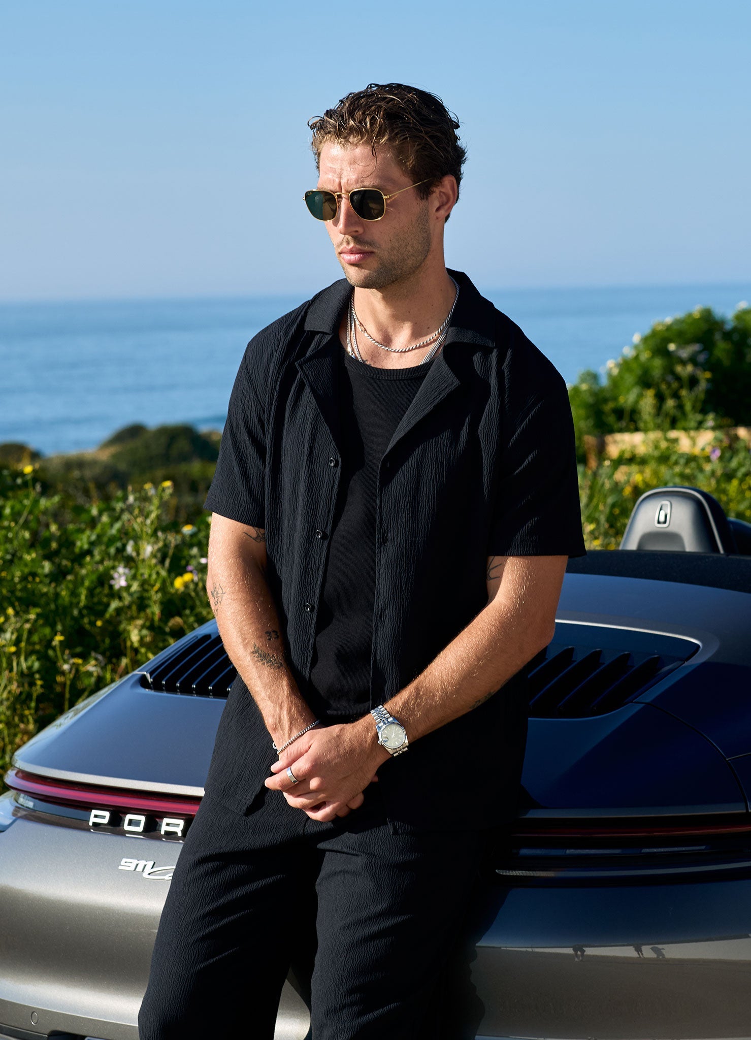 Gym King Signature Woven Texture Shirt - Black