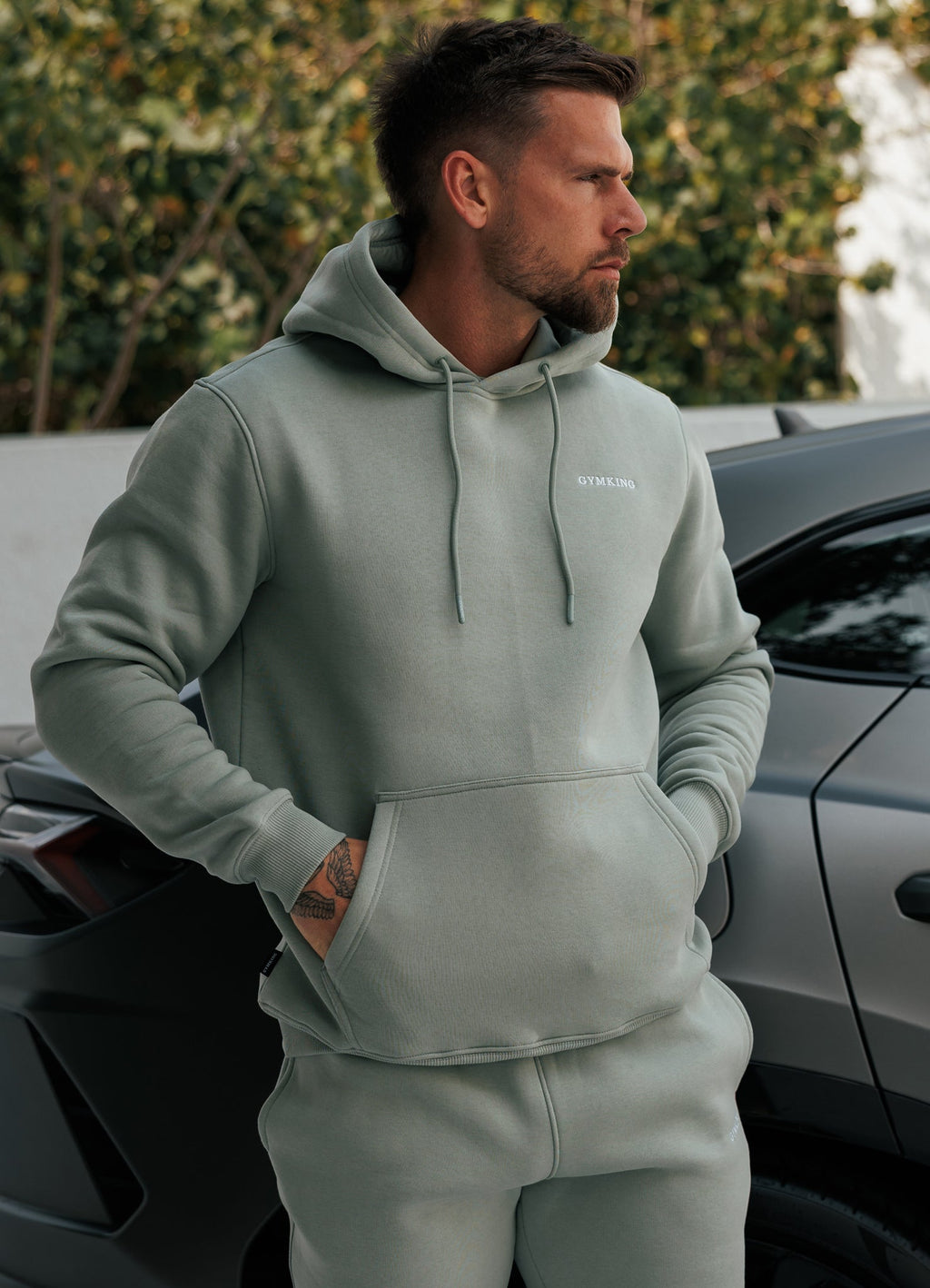 Gym King Fundamental Linear Hoodie - Urban Sage