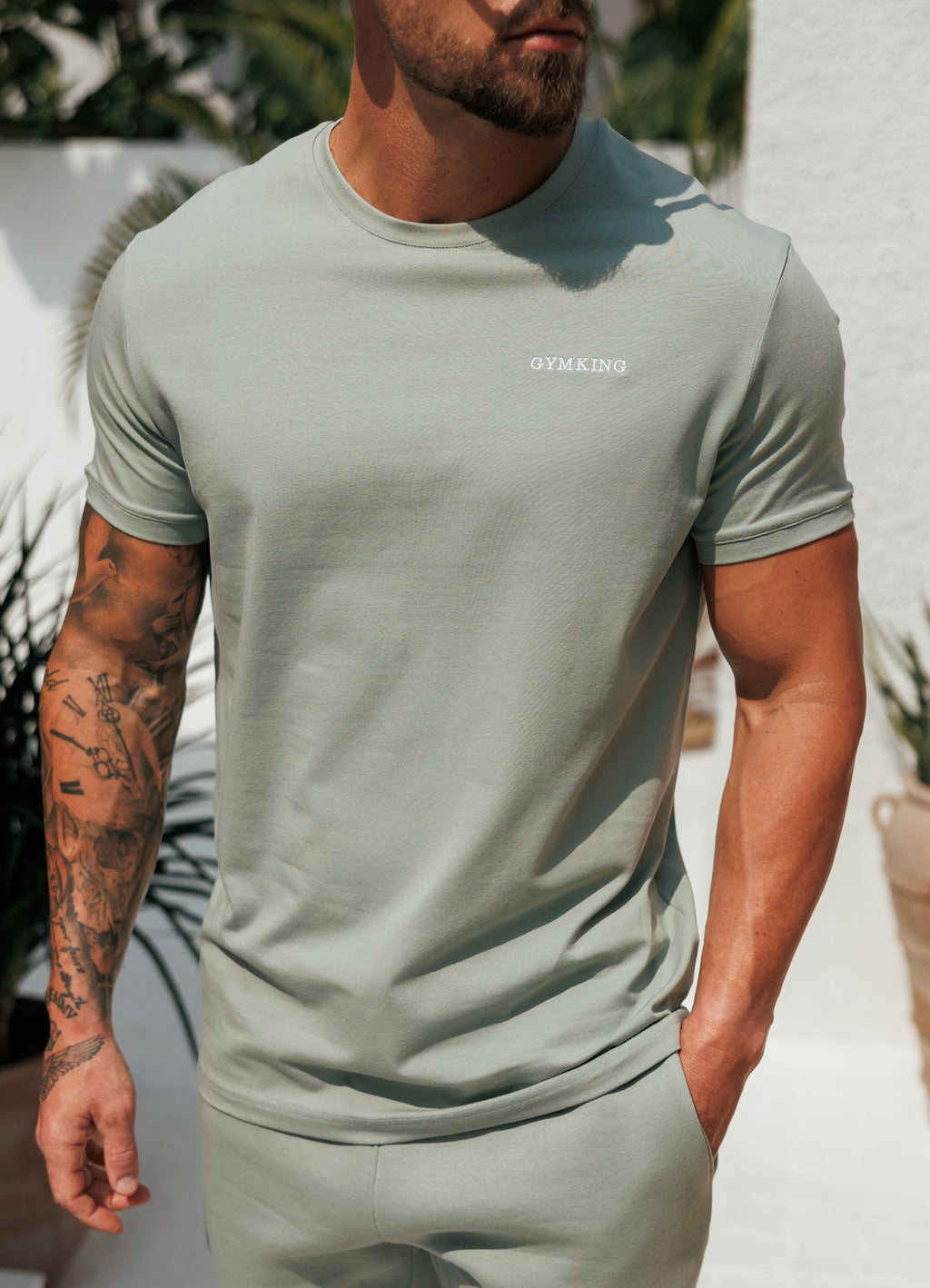 Gym King Fundamental Linear Tee - Urban Sage
