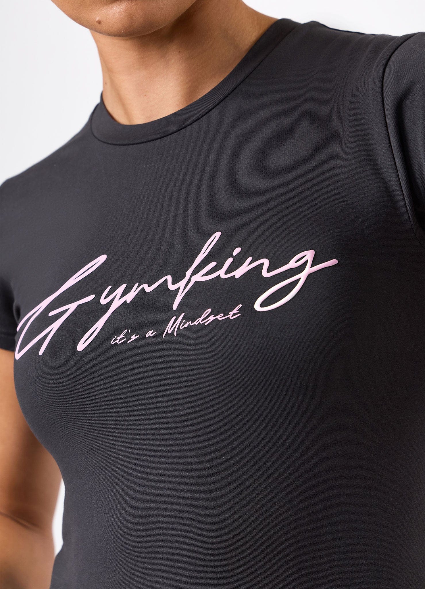 Gym King Script Mindset Jersey Tee - Dark Pewter