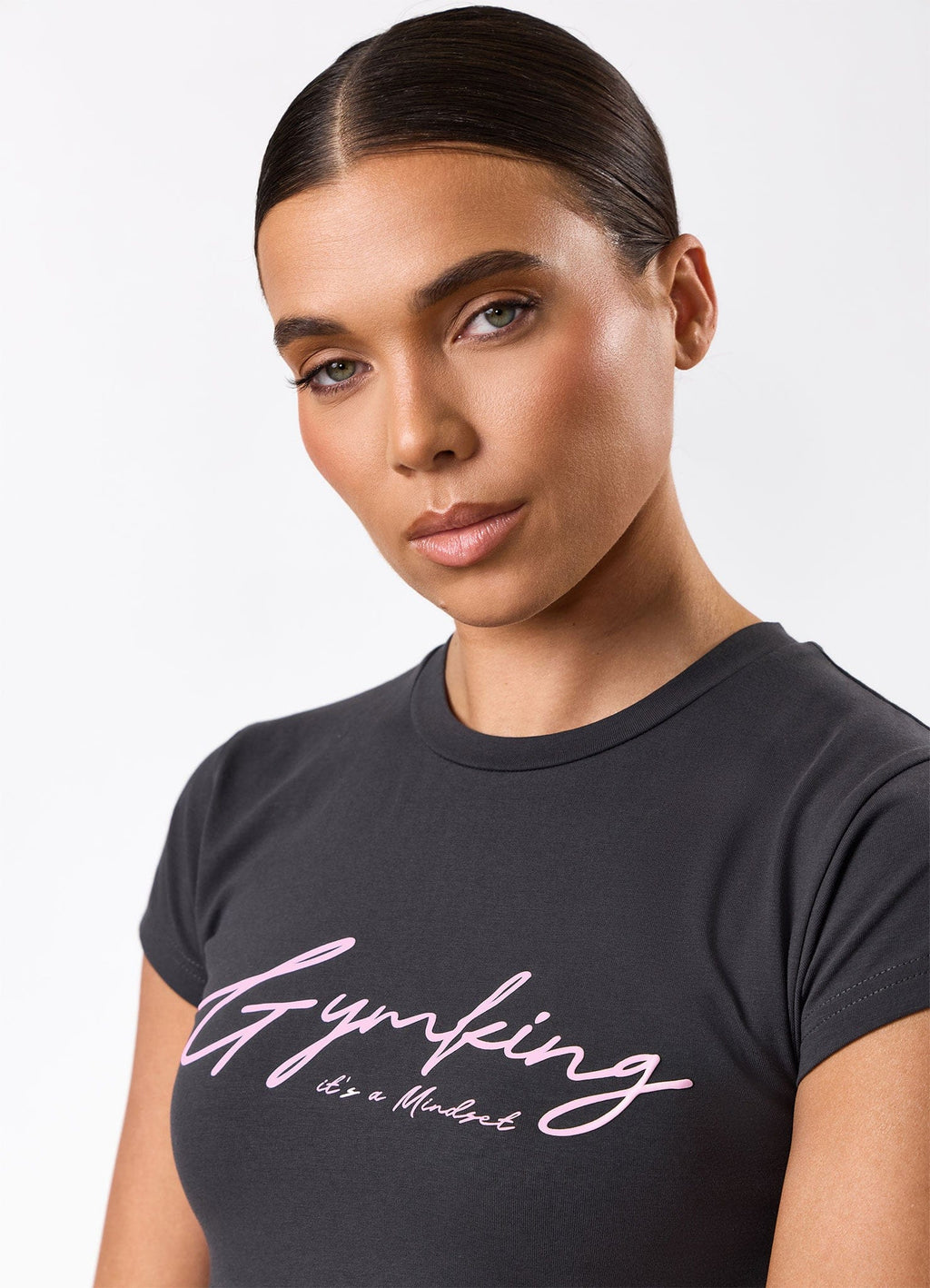 Gym King Script Mindset Jersey Tee - Dark Pewter