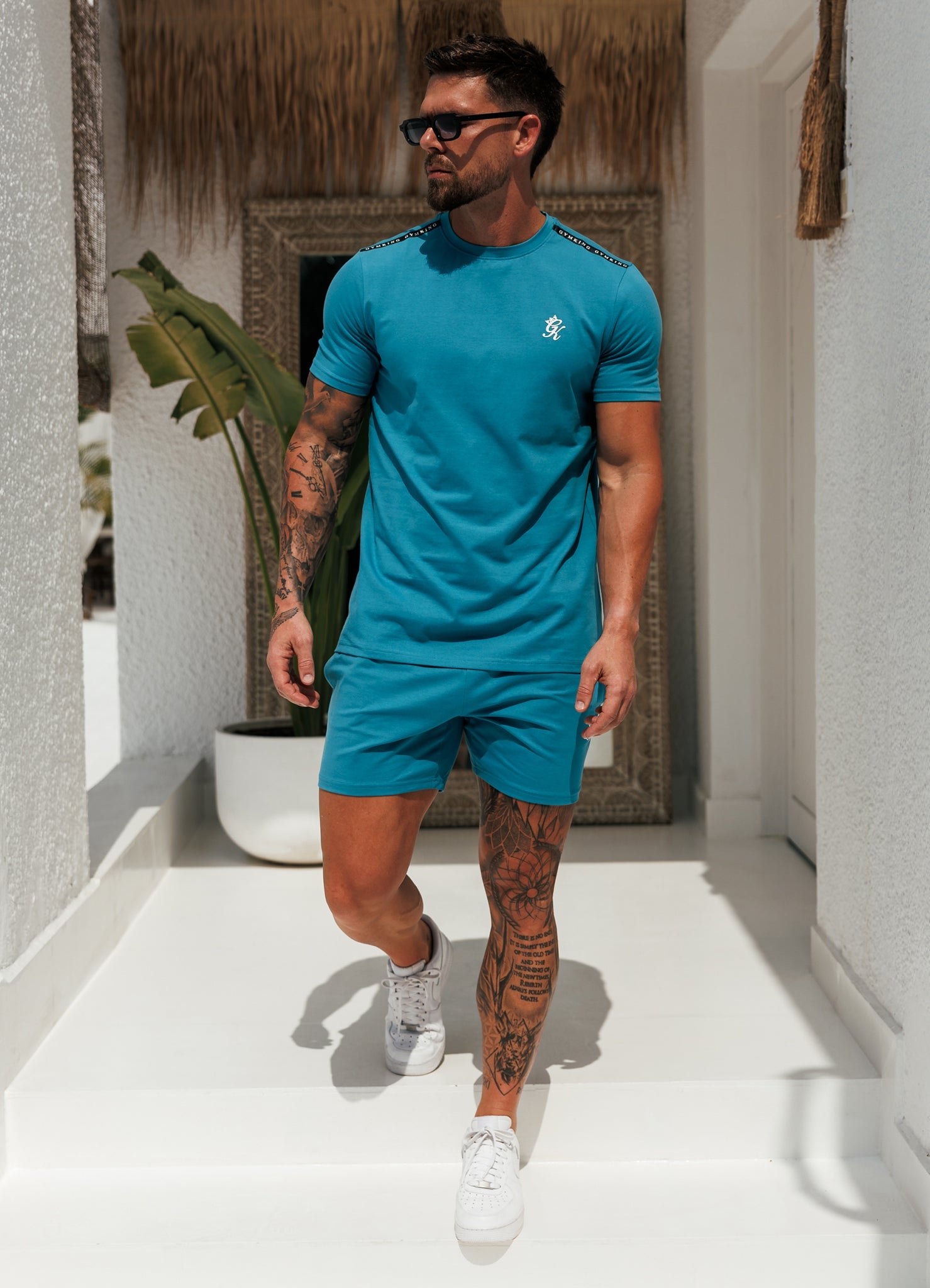 Gym King Taped Jersey Tee - Harbour Teal