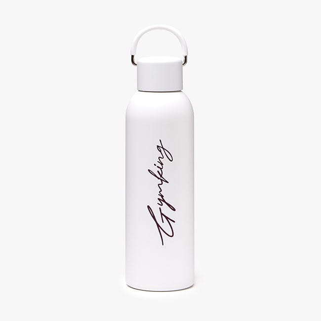 Gym King Stainless Steel Script Water Bottle - Cream/Fig